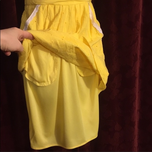 XOXO Yellow Eyelet pocket strapless retro pinup a line sexy summer dress 9 - Picture 4 of 8